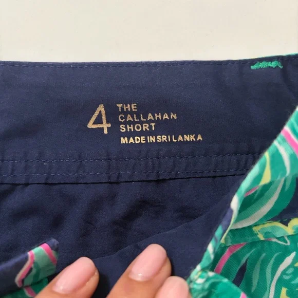 Lilly Pulitzer Navy Shorts with Green Palm & Pink Accents - Picture 3 of 4